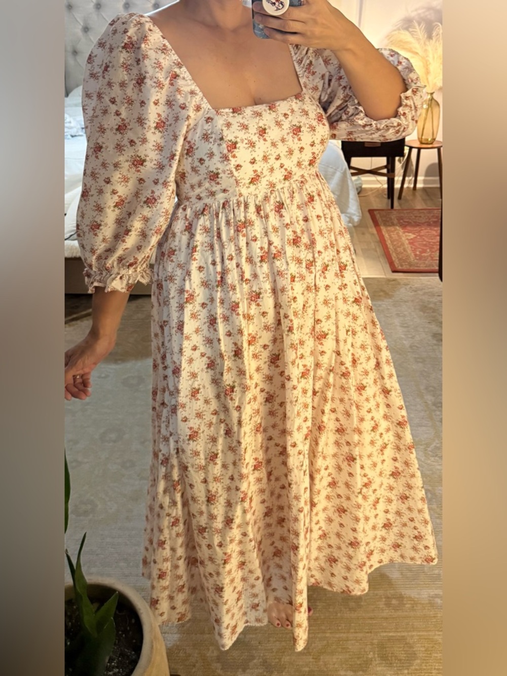 Arula Puff Sleeve Floral Maxi Dress Bohemian Flowy. Altar'd State size X